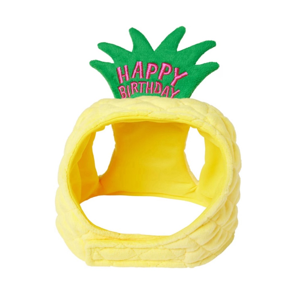 Frisco Happy Birthday Pineapple Dog & Cat Hat, X-Small/Small